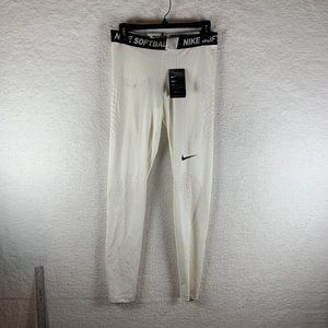 Nike Leggings Women's Large White Polyester Stretch Dri-Fit Softball‎ 6836